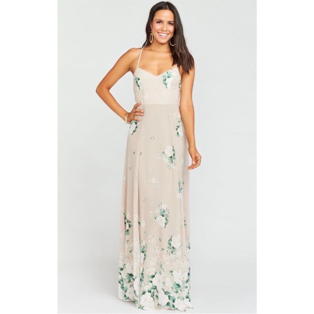 Show Me Your MuMu Floral Maxi Dress in Cream and Green